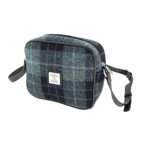 Harris Tweed Small Crossbody Shoulder Purse Bag - Gray Black Plaid