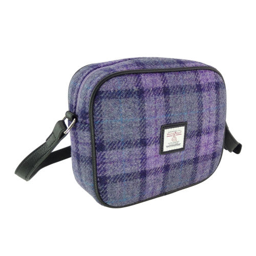 Harris Tweed Small Crossbody Shoulder Purse Bag - Purple Plaid