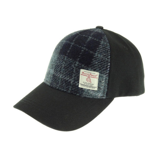 Harris Tweed and Cotton Ball Cap - Gray Black Plaid