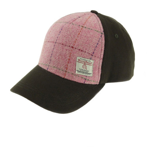 Harris Tweed and Cotton Ball Cap - Pink Plaid