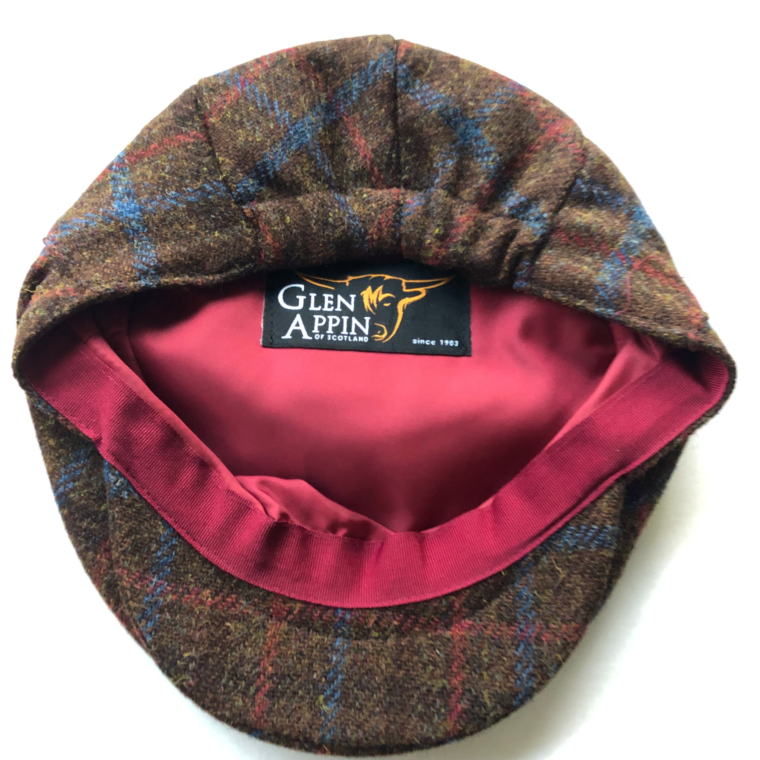 Harris Tweed Flat Cap - Brown Blue Check