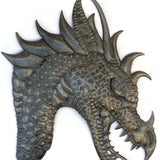 Handmade Recycled Steel Barrel Large Dragon Head (Right Facing) Metal Wall Decor