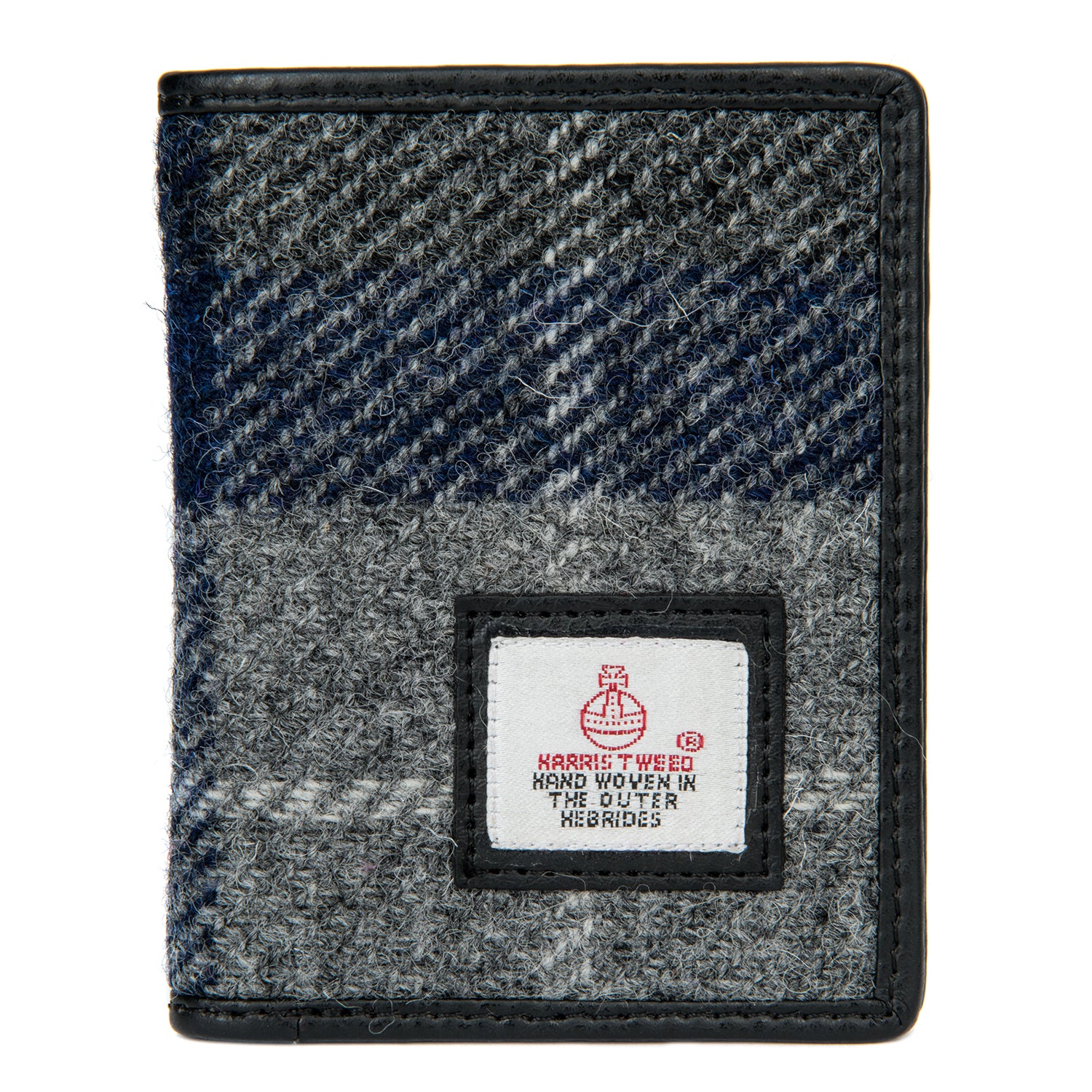 Harris Tweed Slim Bifold Wallet - Gray / Blue Check