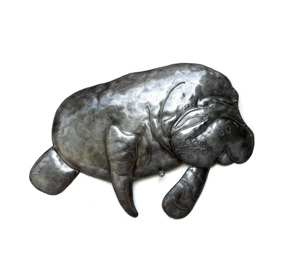 Handmade Recycled Steel Barrel Metal Manatee Wall Decor