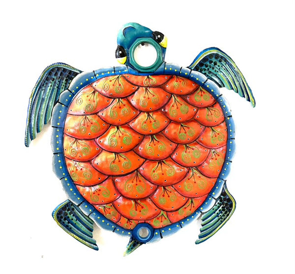 Handmade Recycled Oil Drum Top Metal Sea Turtle  Wall Decor