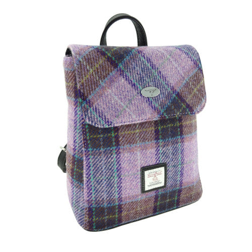 Harris Tweed Plaid Backpack- Lilac Check Plaid