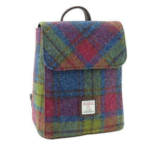 Harris Tweed Plaid Backpack - Multi Color Plaid