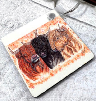 Handmade Highland Cow Keychain - The Clan