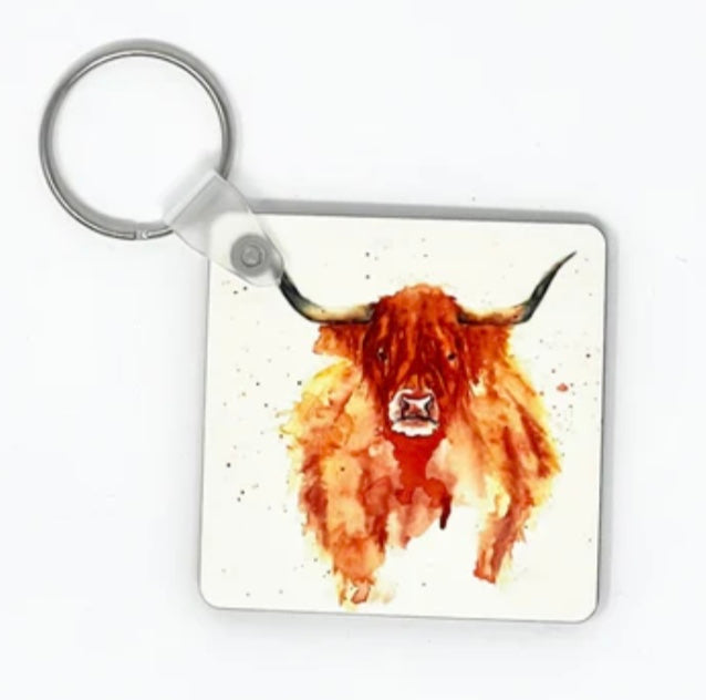 Handmade Highland Cow Keychain - Hamish