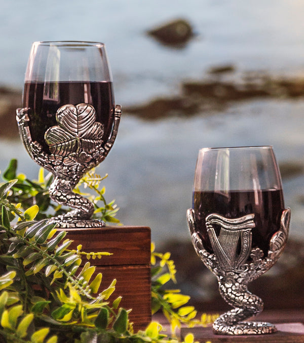 Luxury Handmade Pewter Irish Design Wine Glasses (Set of 2)