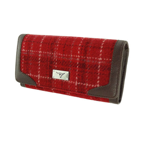 Harris Tweed Long Wallet - Red Check Plaid