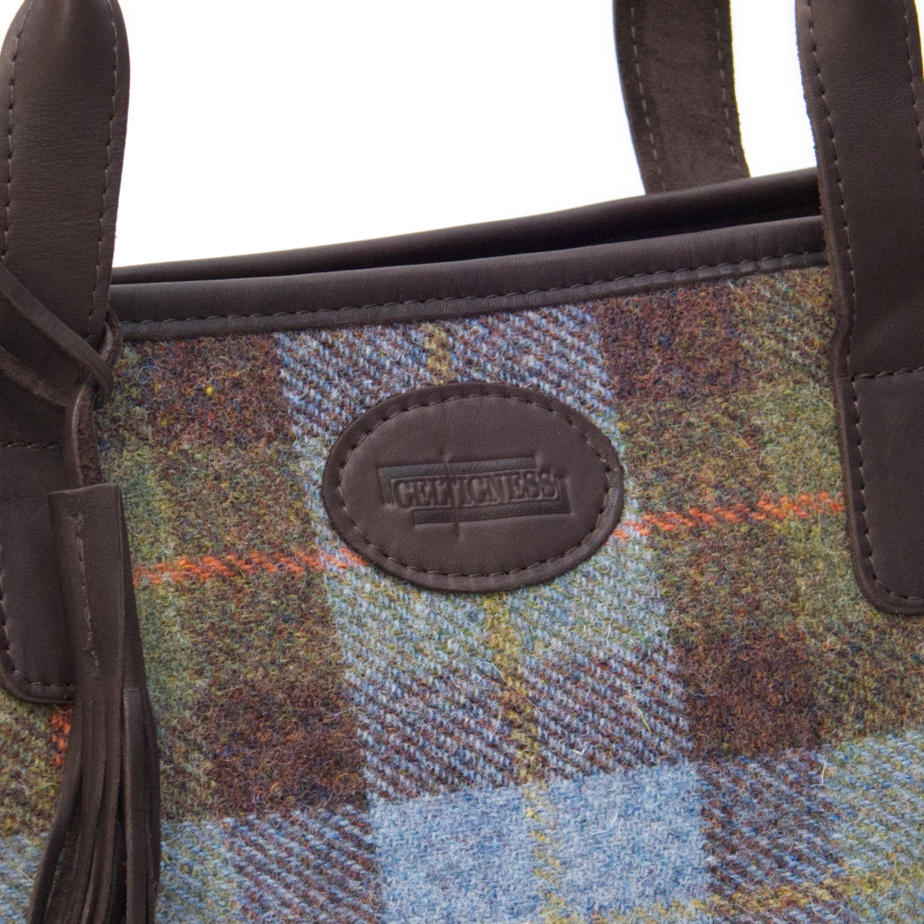 Harris Tweed & Leather Handmade Large Shoulder Bag - Macleod / Brown