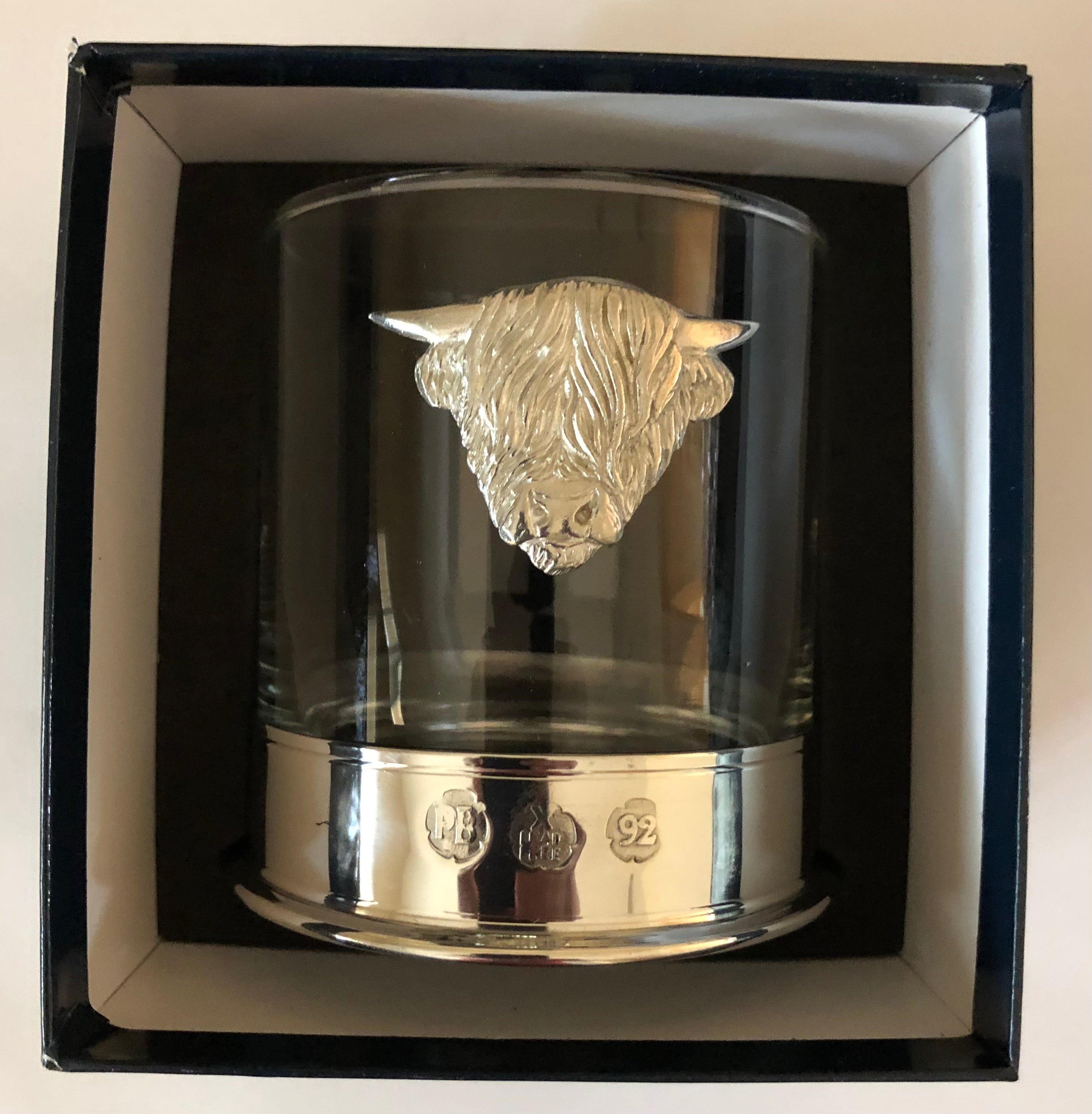 Handmade Pewter Rocks Glass - Scottish Highland Cow